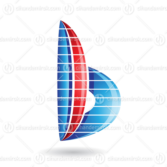 Blue and Red Abstract Skyscraper Shaped Striped Letter B Icon