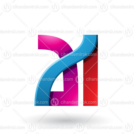 Blue and Red Bold Dual Letters A and I Vector Illustration