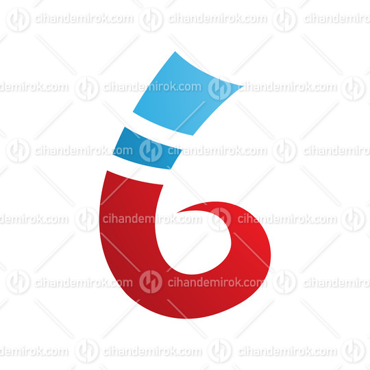 Blue and Red Curly Spike Shape Letter B Icon