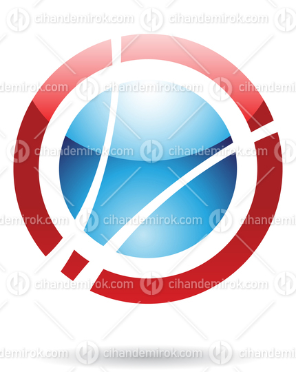 Blue and Red Glossy Abstract Orbit Like Logo Icon