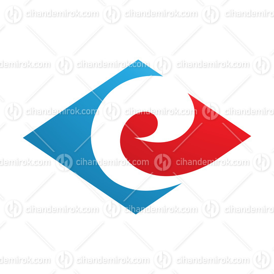 Blue and Red Horizontal Diamond Shaped Letter E Icon