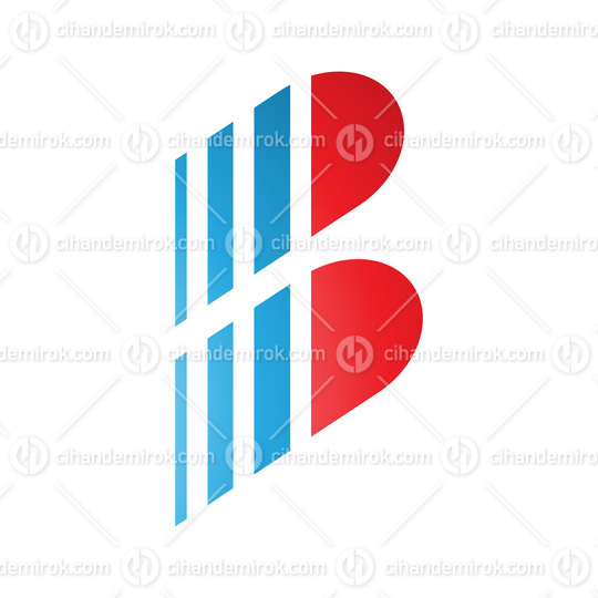 Blue and Red Letter B Icon with Vertical Stripes