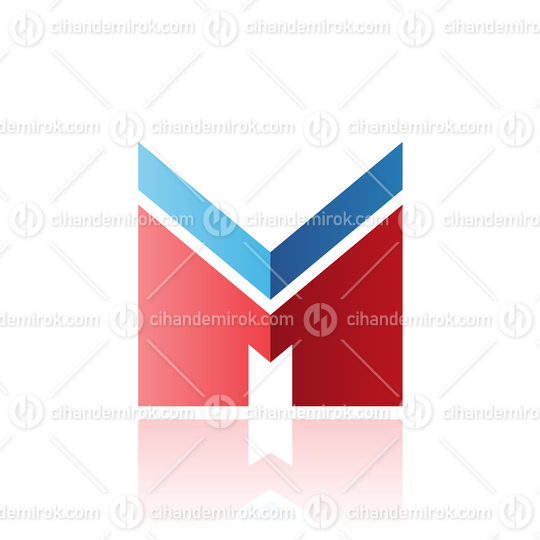 Blue and Red Letter M with a Thick Stripe and Reflection
