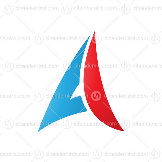 Blue and Red Paper Plane Shaped Letter A Icon