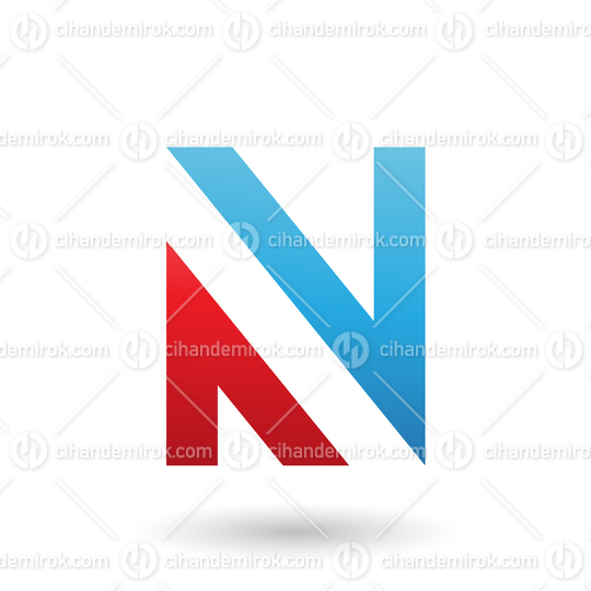 Blue and Red V Shaped Icon for Letter N Vector Illustration