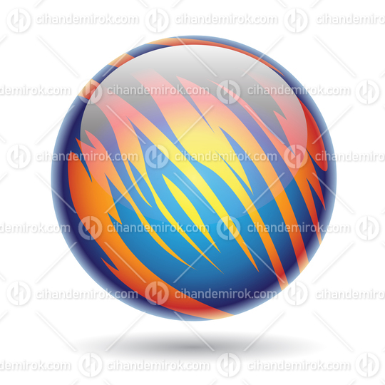 Blue and Yellow Glossy Planet Sphere