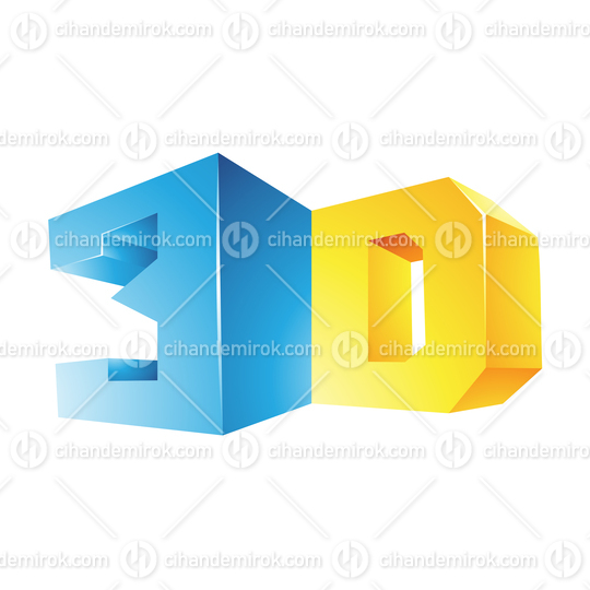 Blue and Yellow Shiny Blocky 3d Viewing Tech Symbol