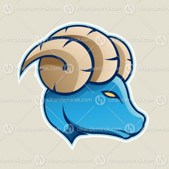 Blue Aries or Ram Cartoon Icon Vector Illustration