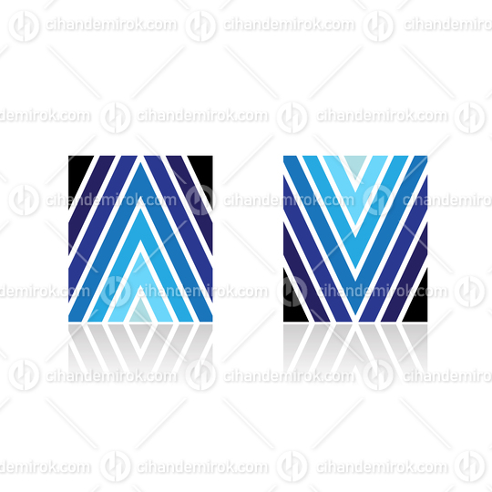 Blue Arrow Shaped Stripes for Letters A and V