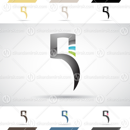 Blue Black and Green Glossy Abstract Logo Icon of Letter Q with a Long Tail