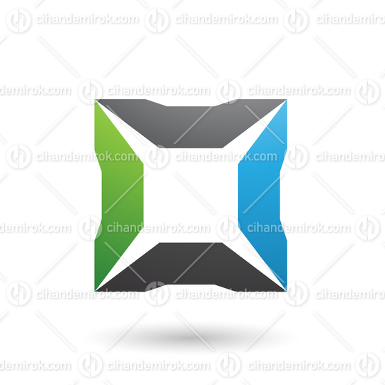 Blue Black and Green Square with Spikes Vector Illustration