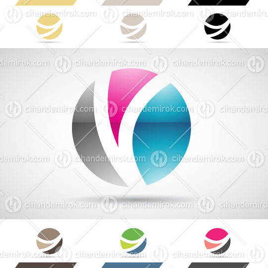 Blue Black and Magenta Glossy Abstract Logo Icon of Circle Letter O