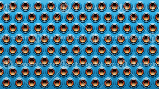 Blue Black and Orange Embossed Round Loudspeaker Background
