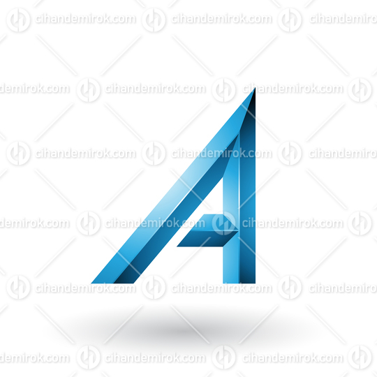 Blue Bold and Curvy Geometrical Letter A Vector Illustration