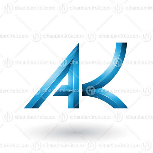 Blue Bold and Curvy Geometrical Letters A and K