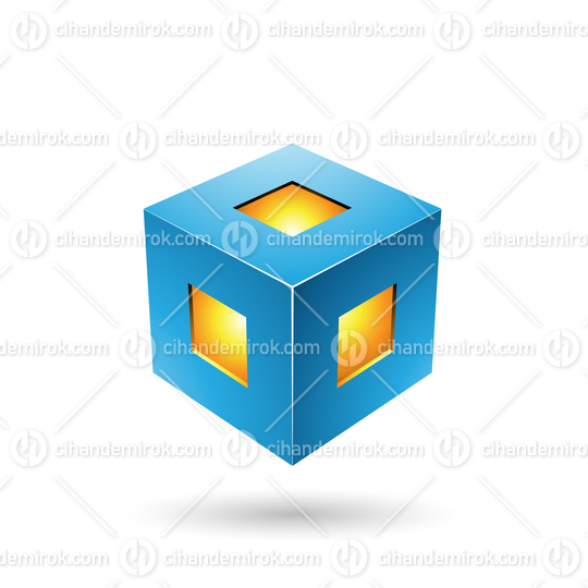 Blue Bold Lantern Cube Vector Illustration