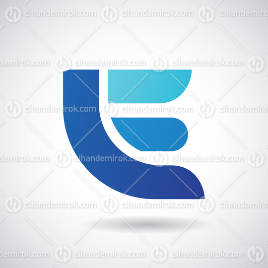 Blue Bold Thick Round Logo Icon of Letter E