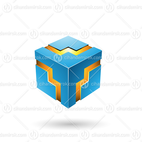 Blue Bold Zigzag Cube Vector Illustration