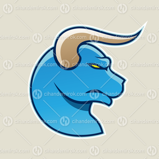 Blue Cartoon Bull Icon Vector Illustration