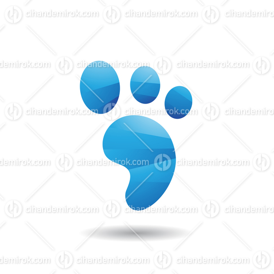 Blue Cartoon Footprint Icon with a Shadow