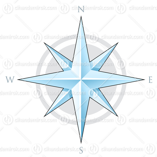 Blue Compass Star with All Directions