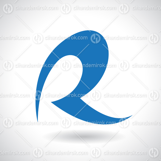 Blue Curvy and Spiky Letter R