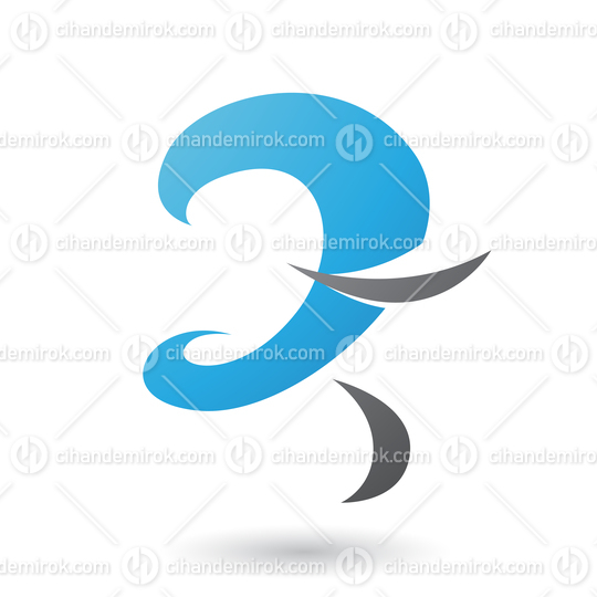 Blue Curvy Fun Letter Z Vector Illustration