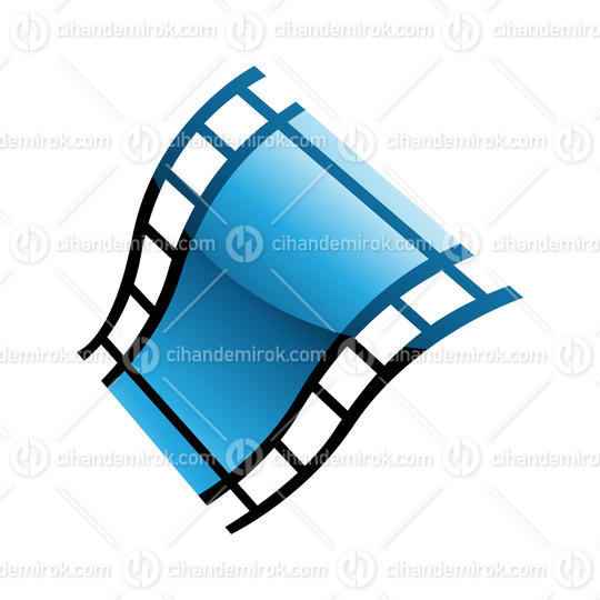 Blue Film Reel on a White Background