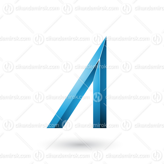 Blue Geometrical Glossy Letter A Vector Illustration