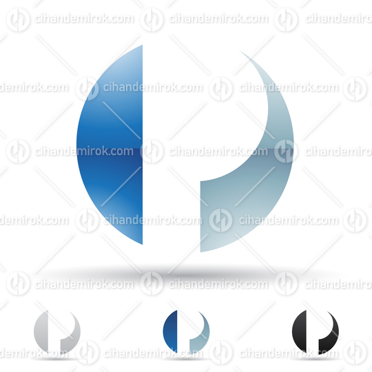 Blue Glossy Abstract Logo Icon of a Spiky Circle Letter P