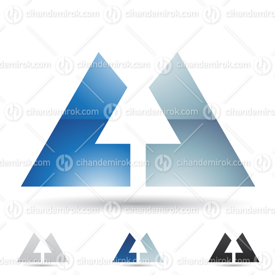 Blue Glossy Abstract Logo Icon of Bold Split Shaped Letter U