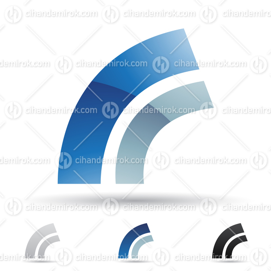 Blue Glossy Abstract Logo Icon of Bow Shaped Letter R