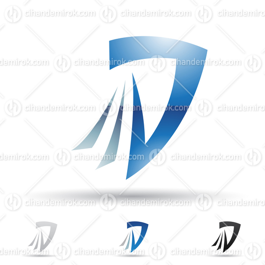 Blue Glossy Abstract Logo Icon of Layer Shaped Letter D