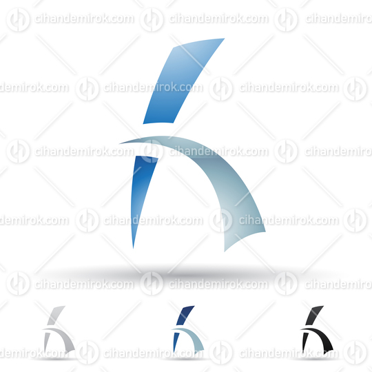 Blue Glossy Abstract Logo Icon of Letter H with Slim Sharp Spikes