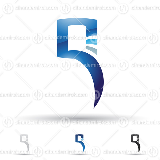 Blue Glossy Abstract Logo Icon of Letter Q with a Long Tail