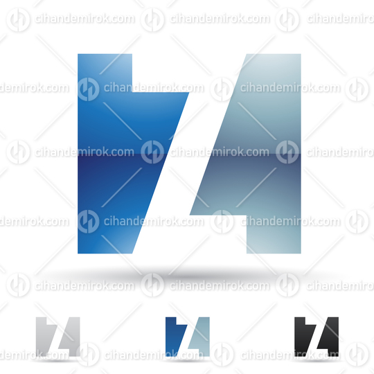 Blue Glossy Abstract Logo Icon of Rectangular Letter Z