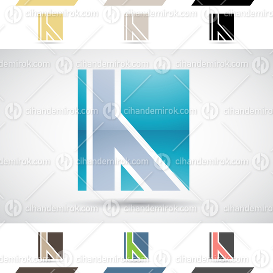 Blue Glossy Abstract Logo Icon of Rectangular Lowercase Letter H
