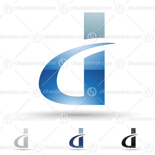 Blue Glossy Abstract Logo Icon of Round Spiky Letter D