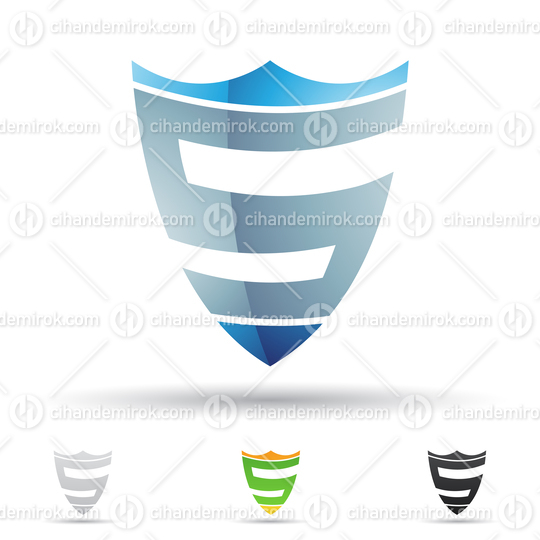 Blue Glossy Abstract Logo Icon of Shield-Like Letter S