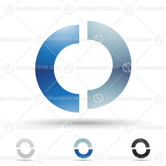 Blue Glossy Abstract Logo Icon of Split Shaped Letter O