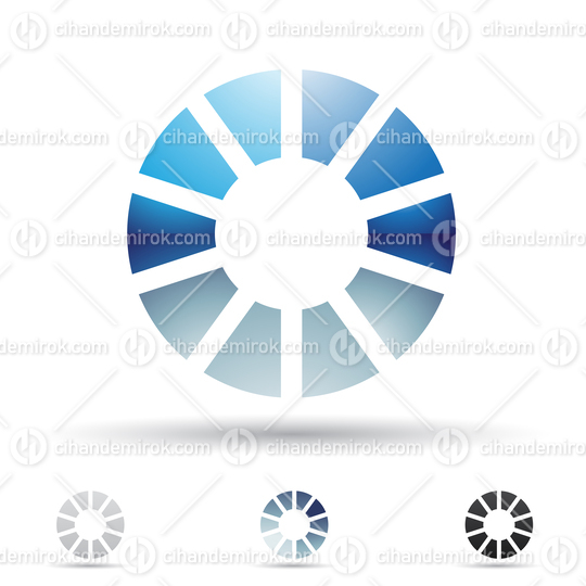 Blue Glossy Abstract Logo Icon of Striped Circle Letter O
