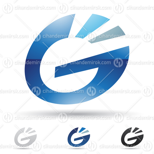 Blue Glossy Abstract Logo Icon of Striped Round Letter G