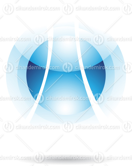 Blue Glossy Abstract Orbit Like Logo Icon