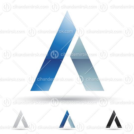 Blue Glossy Abstract Simplistic Logo Icon of Letter A