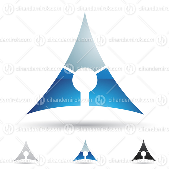 Blue Glossy Abstract Spiky Triangular Logo Icon of Letter A