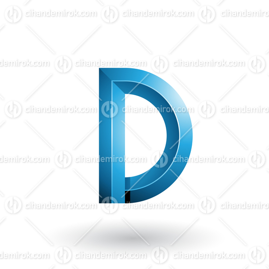 Blue Glossy and Bold 3d Geometrical Letter D Vector Illustration