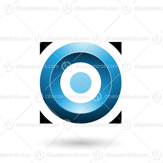 Blue Glossy Circle in a Square Vector Illustration