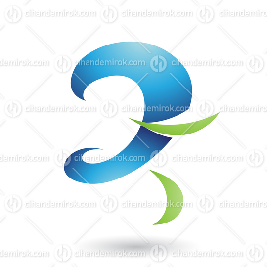 Blue Glossy Curvy Fun Letter Z Vector Illustration