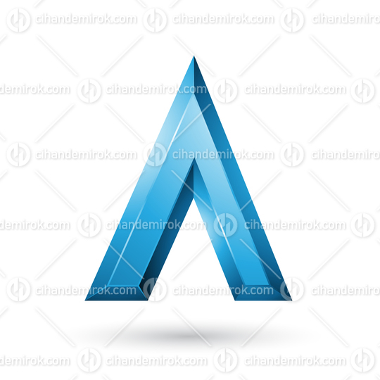 Blue Glossy Geometrical Letter A Vector Illustration
