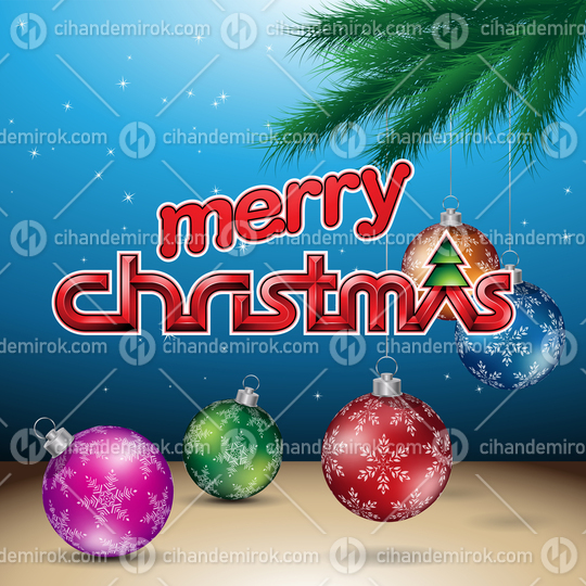 Blue Glossy Merry Christmas Background Vector Illustration